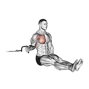 sjedeća unutarnja rotacija ramena na sajli — fitness vježba