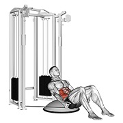 bočni nagib crunch na sajli (Bosu lopta) — fitness vježba