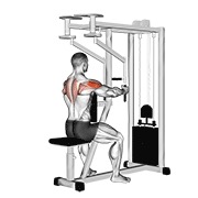 sjedeće stražnje razvlačenje na spravi (paralelni hvat) — fitness vježba