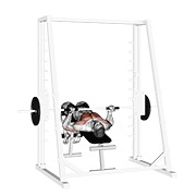 potisak obrnutim hvatom s negativnim nagibom na Smith spravi — fitness vježba