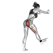 ekstenzija kuka u pretklonu s trakom — fitness vježba