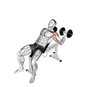 bučice jednoručni potisak za prsa na pozitivnoj klupi — fitness vježba