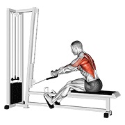 uzdignuto sjedeće veslanje s užetom na sajli — fitness vježba