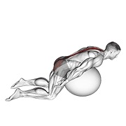 ispružanje leđa na lopti za vježbanje s ispruženim rukama — fitness vježba