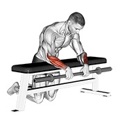 pregibi zapešća dlanovima dolje preko klupe sa šipkom — fitness vježba