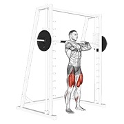 prednji čučanj (clean hvat) na Smith spravi — fitness vježba