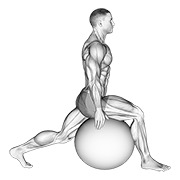 istezanje pregibača kuka na lopti za vježbanje — fitness vježba