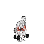 čučanj s pregibima bicepsa s bučicama — fitness vježba