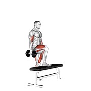 uspon na klupu s bučicama s balansiranjem na jednoj nozi i biceps pregibima — fitness vježba