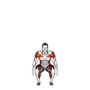 čučanj s posegom iznad glave i rotacijom — fitness vježba