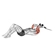 ležeće ispružanje tricepsa na podu s užetom na sajli — fitness vježba