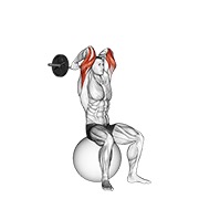 francuski potisak s EZ šipkom na lopti za vježbanje — fitness vježba