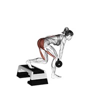 jednonožno mrtvo dizanje s bučicama uz oslonac na stepu — fitness vježba