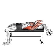 ležeći pullover savijenih ruku s EZ šipkom — fitness vježba