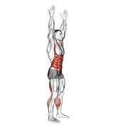 kružno dodirivanje prstiju s raširenim rukama (muškarci) — fitness vježba